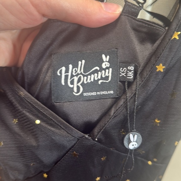 ModCloth Hell Bunny Infinity 50’s Elegant Black and Gold Vintage Style Dress XS - Picture 6 of 9